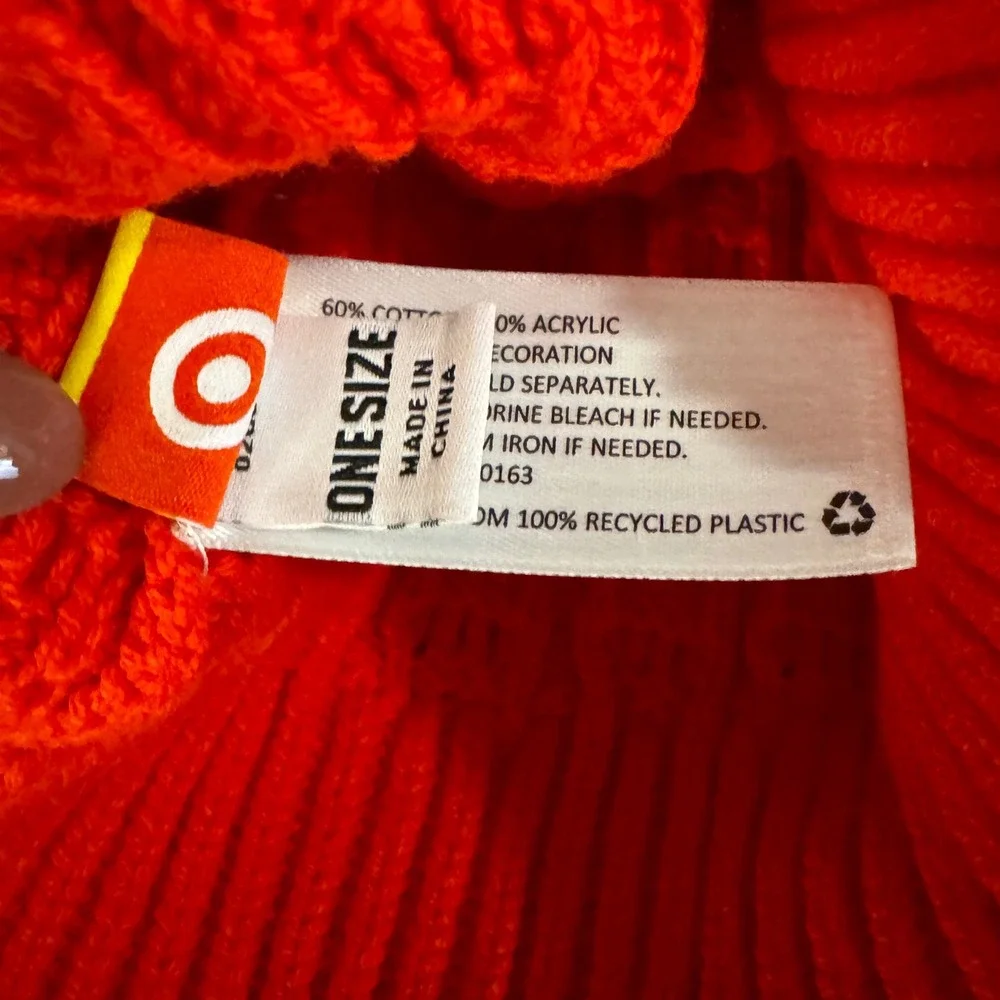 LEGO Target Red Popcorn Knit Beanie Hat Minifigure Head Patch OSFM NWT